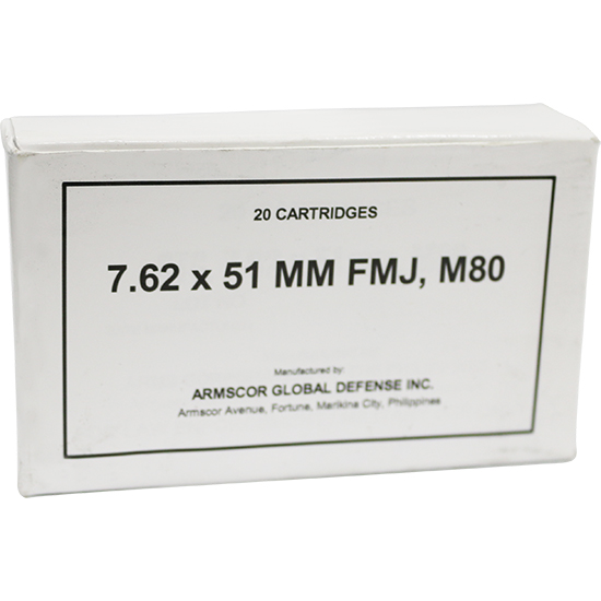 ARMSCOR AMMO 7.62X51 147GR FMJ M80 20/10 - Sale